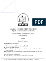 Kamssa Joint Mock Examination s.6 Christian Religious Education 2022