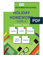 Grade - X Holiday Homework (2024-25)