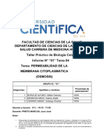 Facultad de Ciencias de La Salud Biologia Informe 1