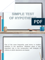 Simple Test of Hypothesis