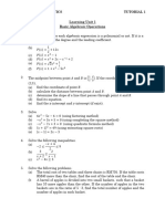 Tutorial 1 (LU 1 Basic Algebraic Operation LU2 Functions and Graphs)