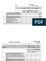 Quarterly Vendor Scorecard Questionnaire