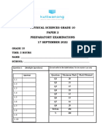 Grade 10 Physical Sciences Preparory Exam p2 Sep 2022