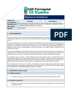 Términos de Referencia: Objeto de Contratación: Servicio Consultoría X Identificación Del Objeto: Fecha