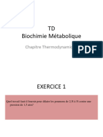 TD Biochimie Métabolique: Chapitre Thermodynamique