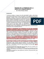 La Dimensión de Lo Femenino en La Perspectiva Comunitarista - Ponencia Central Alicia Ocampo