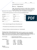 Worksheet - Practice On Naming and Forming Polyatomic Compounds