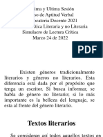 Decima Sesión Curso de Aptitud Verbal, Lectura Crítica Literaria y No Literaria, Marzo 24 de 2022