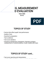 Testing, Measurement and Evaluation