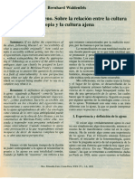 Waldenfels: Respuesta A Lo Ajeno. Sobre La Relacion Entre La Cultura Propia y Cultura Ajena