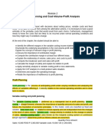 Module 2 Profit Planning and Cost-Volume-Profit Analysis