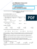 Midterm Exam - College and Advance Algebra