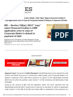 IBC - Section 7 (5) (A) - NCLT "May" Reject Financial Creditor's CIRP Application Even in Case of Corporate Debtor's Default in Payment of Debt