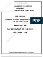 Cs2258 Dbms Lab Manual