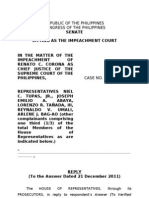 House Prosecution's Reply To SC Chief Justice Renato Corona's Plea