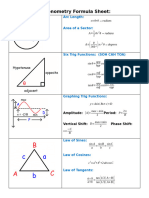 Trigonometry Formula Sheet