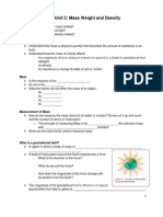 Mass Weight Density Notes