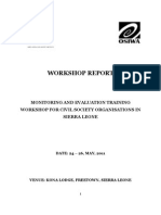 Monitoring and Evaluation Training Narrative Report, Sierra Leone (May, 2011)