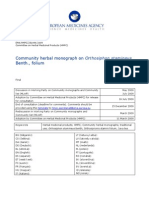 Community Herbal Monograph On or Tho Siphon Stamineus