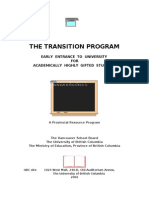 The Transition Program: Early Entrance To University FOR Academically Highly Gifted Students