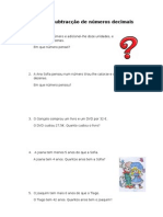 Ficha de Trabalho - Adição e Subtracção de Números Decimais