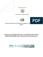 MANUAL DE ORGANIZACIÓN Y PROCEDIMIENTOS EN REGISTROS MÉDICOS Y ESTADÍSTICAS DE SALUD Cuba