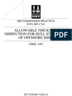 Allowable Thickness Diminution For Hull Structure of Offshore Ships