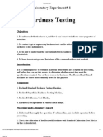 Hardness Testing: Laboratory Experiment # 1