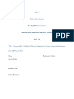 Lab 4 Coefficient of Linear Expansion For Copper, Brass & Aluminum