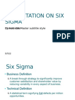 Presentation On Six Sigma: Click To Edit Master Subtitle Style by Aarti Devi