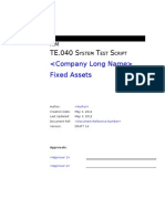 Fixed Assets Test Script