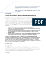 Ratios and Formulas in Customer Financial Analysis