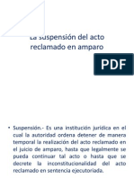 La Suspension Del Acto Reclamado en Amparo