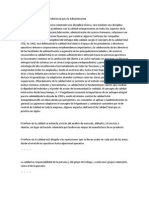 La Calidad Como Marco de Referencia para La Administración