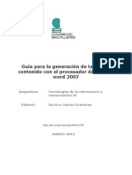 Generar Tabla de Contenido TIC IV (Sesión 1 y 2)