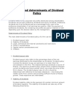 Dividend and Determinants of Dividend Policy