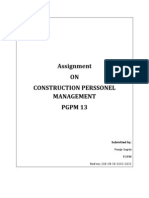 Assignment ON Construction Perssonel Management PGPM 13: Pooja Gupta PGPM Red No 211-04-31-9263-2133