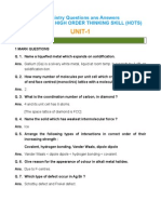 UNIT-1: Chemistry Questions Ans Answers Based On High Order Thinking Skill (Hots)