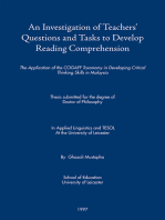 An Investigation of Teachers’ Questions and Tasks to Develop Reading Comprehension: The Application of the Cogaff Taxonomy in Developing Critical Thinking Skills in Malaysia