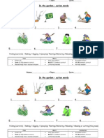 In The Garden Action Verbs Matching Exercise