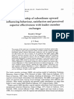 The Relationship of Subordinate Upward Influencing Behaviour, Satisfaction and Perceived Superior Effectiveness With Leader-Member Exchanges