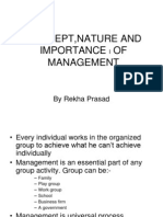 Concept, Nature and Importance OF Management: by Rekha Prasad