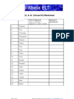 /θ/ (Unvoiced th) & /ð/ (Voiced th) Worksheet