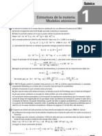 (Química 2º Bachillerato) Ejercicios + Soluciones: Estructura de La Materia. Modelos Atómicos