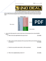 Deal or No Deal Worksheet