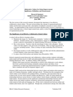 Jerry Velentine (Middle Level Leadership Center) 2006 - A Collaborative Culture For School Improvement, Significance, Definition and Measurement (Research Summary)