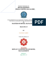 House Keeping at Apeejay Hotel Bagalore: Project Report On