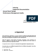 E-Appraisal Performance Monitoring Performance Management Documentation Annual Stock Takings Performance Management Audits