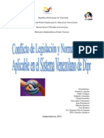 Conflicto de Legislacion y Norma Procesal Aplicable en El Sistema Venezolano de DIP