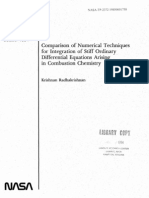 Comparison of Numerical Techniques For Integration of Stiff Ordinary Differential Equations Arising in Combustion Chemistry